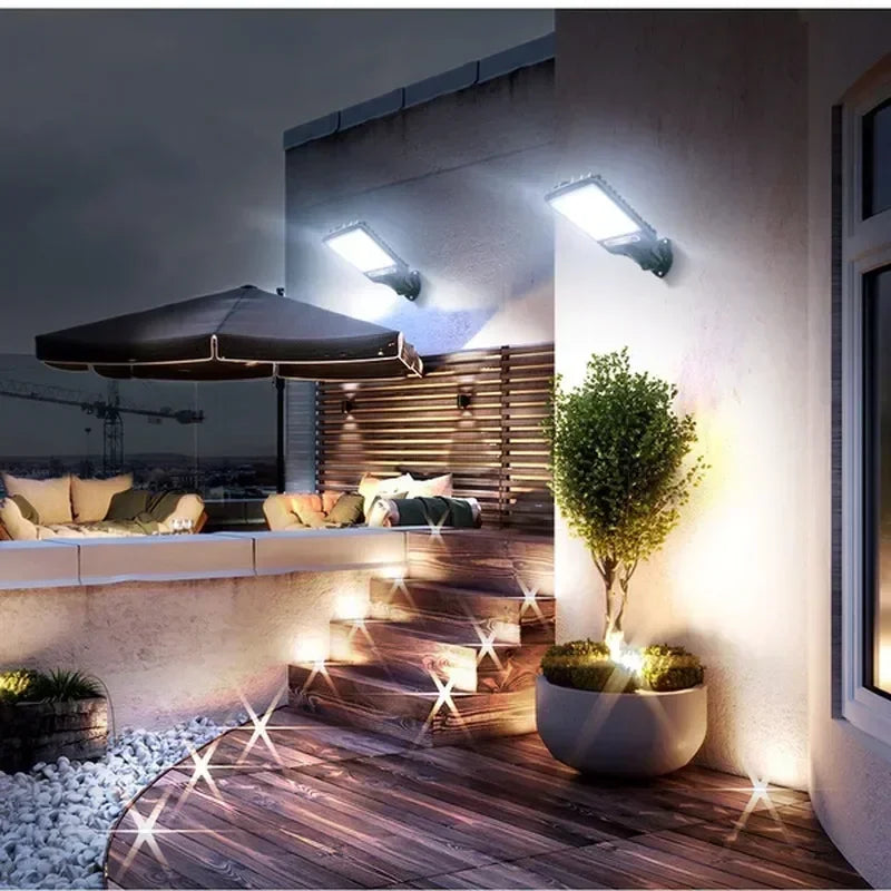 Poderoso LED Solar Outdoor Lâmpada De Parede, Lâmpada De Pátio,Terraço, Porta Da Garagem, Iluminação Pública, 3 Modos