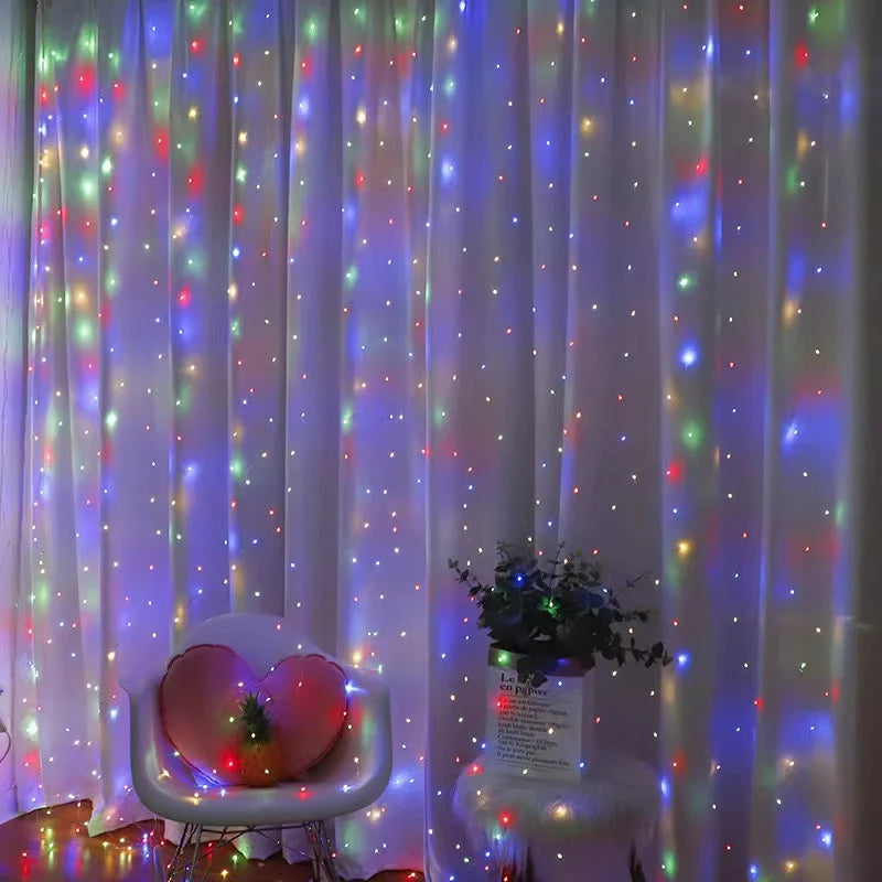 Luzes de natal decorações lâmpada iluminação do feriado usb cortina do feriado guirlanda lâmpada luzes de fadas decoração luz led