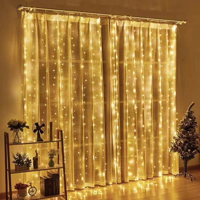 Luzes de natal decorações lâmpada iluminação do feriado usb cortina do feriado guirlanda lâmpada luzes de fadas decoração luz led