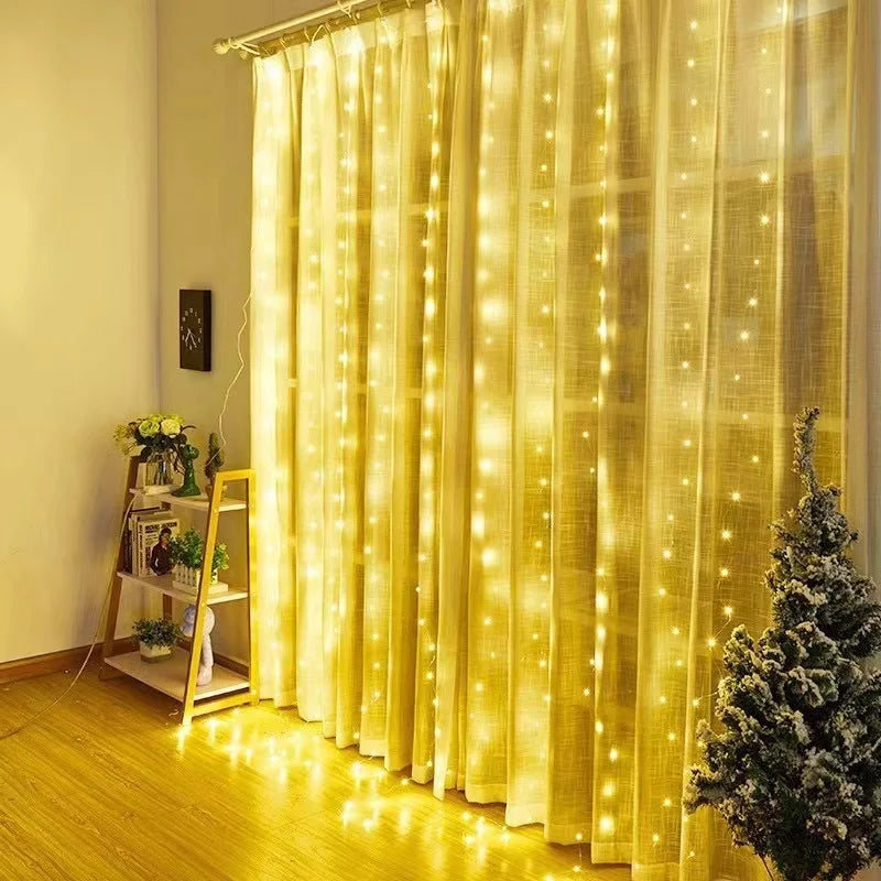 Luzes de natal decorações lâmpada iluminação do feriado usb cortina do feriado guirlanda lâmpada luzes de fadas decoração luz led