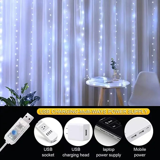 Luzes de natal decorações lâmpada iluminação do feriado usb cortina do feriado guirlanda lâmpada luzes de fadas decoração luz led