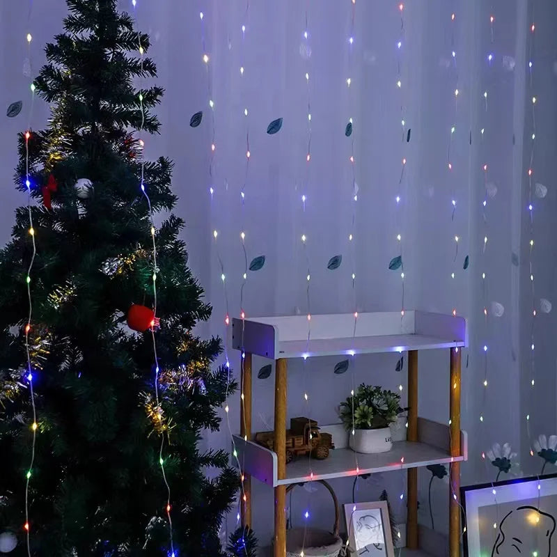 Luzes de natal decorações lâmpada iluminação do feriado usb cortina do feriado guirlanda lâmpada luzes de fadas decoração luz led